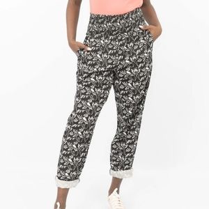 Lucy and Yak Womens Alexa High Waist Elasticated Sarchi Relaxed Tapered Trousers